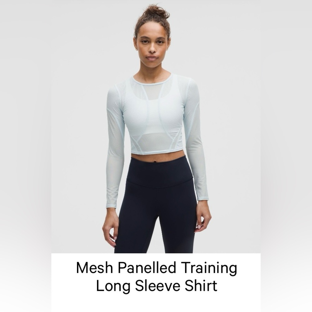 Lululemon Light Blue Mesh Long Sleeve Crop Top